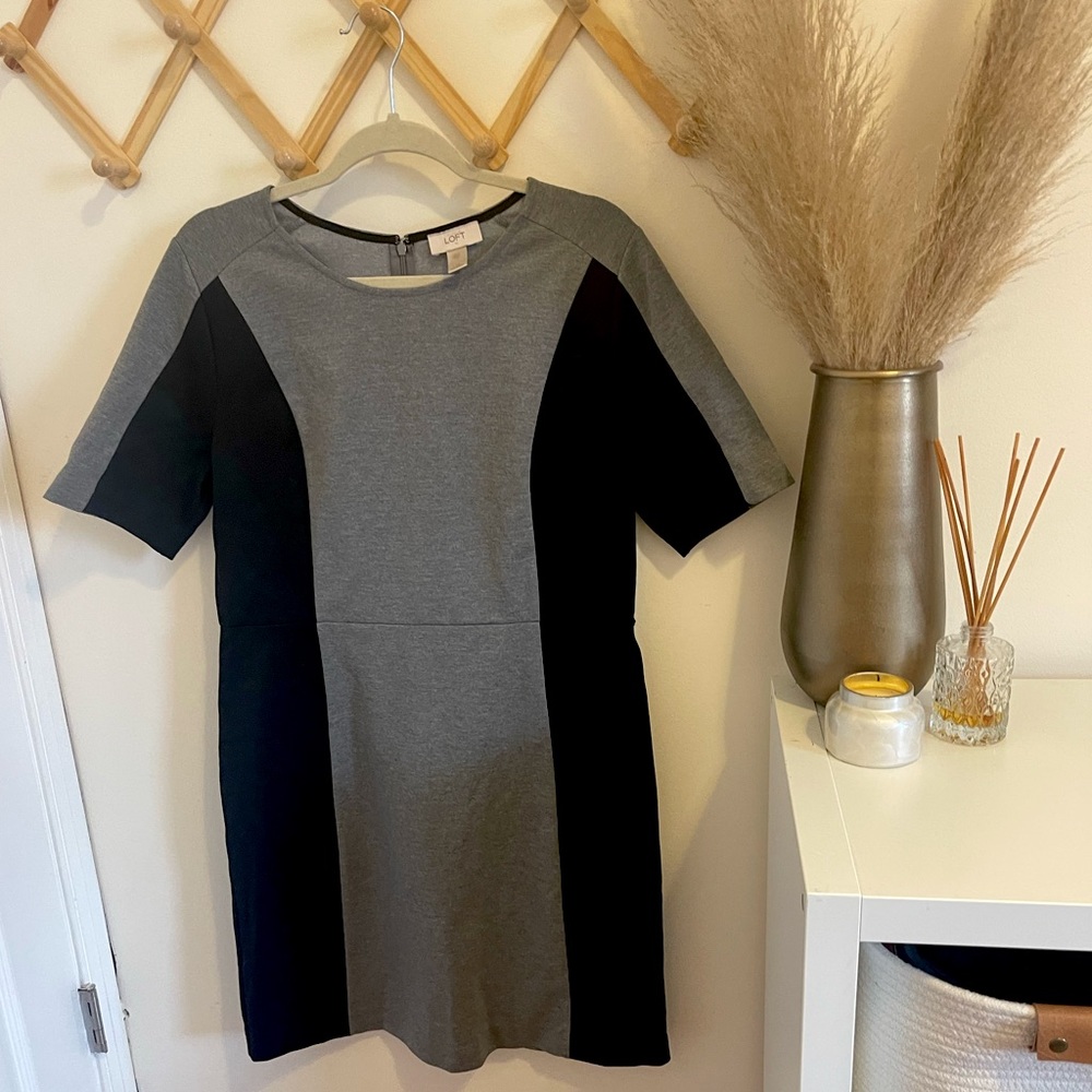 Black and gray color block LOFT dress, business causal or business professional